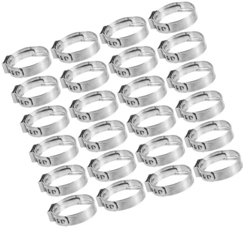 BUGUUYO 30pcs Stainless Steel Single Ear Clamp Pipe Cinch Clamps Crimp Rings Versatile for Tubing and Pipe Hardware