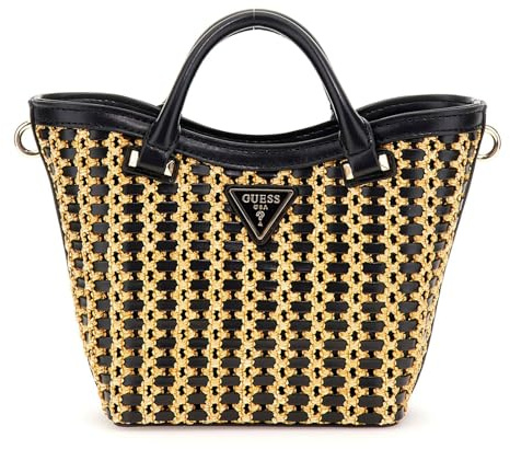 GUESS Women ATALIA MINI Tote Hand Bag, Natur/Schwarz