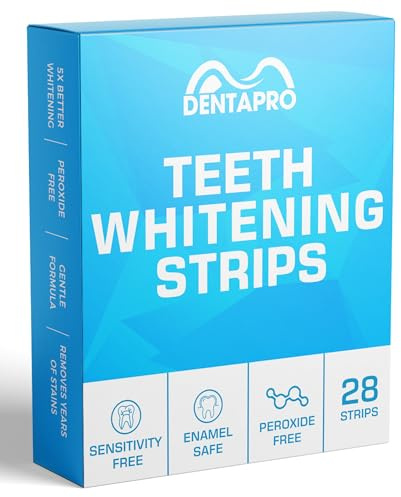 DentaPro Premium Teeth Whitening Strips 14 Treatments – Peroxide Free, Enamel Safe, Non-Sensitive Teeth Whitening - Dentist Formulated Teeth Whitening Kit - Pack of 28 Strips