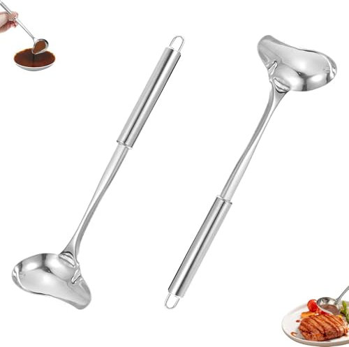 2 Pièces Cuillère à Sauce Cuillères à Sauce avec Bec Verseur Louche en Acier Inoxydable pour Ramasser Vin Boissons Soupes Sauces