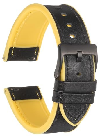 QUARKZMAN Echte Leder Uhrenarmbänder Weiche Schnellwechsel Uhrenarmbänder mit Silikon wasserdichtem Futter