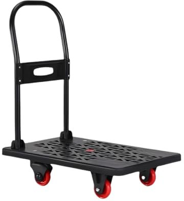 XFYESL Handwagen Handkarren, Trolleys, faltbares Flachbett-Handhabungsfahrzeug, geräuschloses Frachtziehen, Haushalts-Materialhandhabungswerkzeuge Multifunktionskarre(63x40cm-100kg)