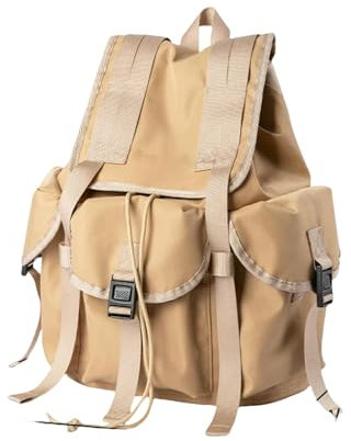 JGDSDMJG Schulrucksack Oxford Rucksack Laptop Mode Personalisierte wasserdichte Reise Outdoor Kordelzug Student Teenager Leichte Tasche-typeb-Khaki