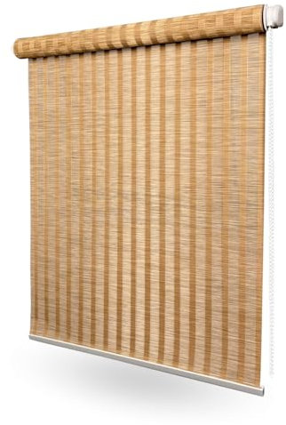 Home-Vision Bali Kollektion Klemmfix Rollo BohoRollo für Fenster & Türen (Aloha,B40 x H130 cm) Natur Bambus Optik – ohne Bohren