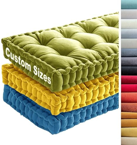 YFHT Maßgefertigtes Sitzkissen mit 10 cm Dicke – Individuelle Größen, Farben & Formen – Premium Samtstoff mit PP-Füllung – Für Sofa, Gartenbank, Terrassenbänke, Fensterbank