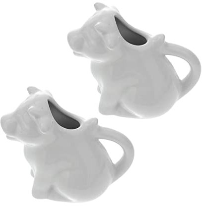 Holibanna 2pezzi Ceramica Animale Lattiera Con Manico Piccolo Brocca Latte Bianca Forma Di Mucca Da Multifunzionale Per Latte Caffè e Salse Leggera e Portatile