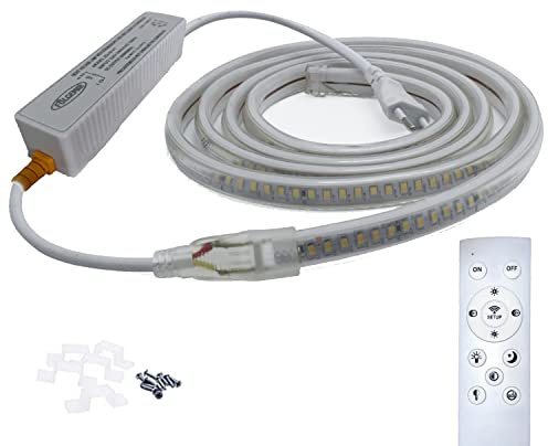 Bande lumineuse LED à intensité variable de 6 m - Blanc chaud - Sans scintillement - Avec télécommande 2,4 G et protection contre les courts-circuits - Transformateur 220 V 2835 SMD 144 LED/m