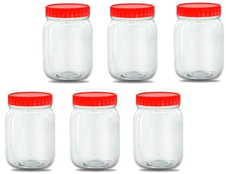 QUANTA Clear Plastic Jars with Screw Lids (500ml) - Set of 6 Airtight, Stackable, Durable Storage Containers for Sweets, Spices, Cereal, Crafts - BPA-Free, Reusable, and Leakproof