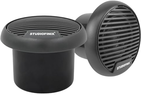 STUDIOFINIX 3-Zoll-Wasserdichtes Wetterfeste Koaxial-Bootssprechersystem Marine-Stereo Outdoor-Lautsprechersystem-Set für Auto, Van, Lastwagen, Traktor, Caravan, Wohnmobil (Grau)
