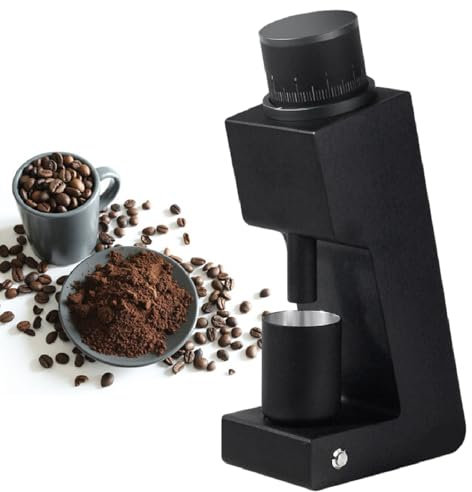 Moulin à Café Électrique à Meules avec Corps Incliné à 76.5°, Moulin à Café à Vitesse Infiniment Réglable, Moulin à Café Électrique pour Espresso/Drip/French Press/Cold Brew,Black