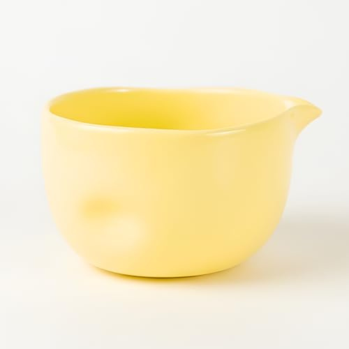 Crafti Ceramic Yellow Matcha Bowl | Golden Hour Butter Yellow | Crafted With Grip Indents | Large Size for 1-3 Matcha Servings | 17 oz / 500ml Capacity