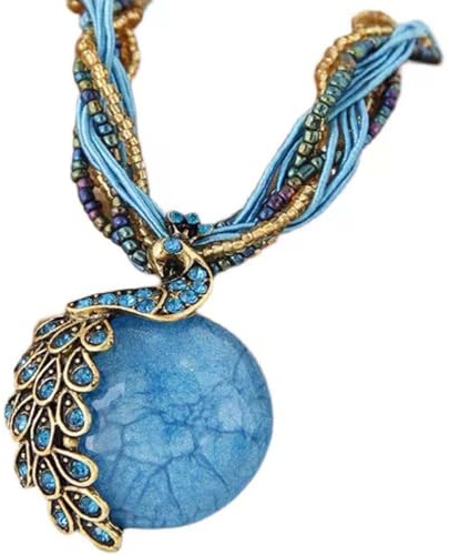 XUANHEY Retro böhmische Halskette für Frauen Mädchen Edelstein Anhänger Elegant Boho-Chic Pendant Necklace mit Vintage Twist Rope Chain Perfekt für Casual Kleidung & Geschenke