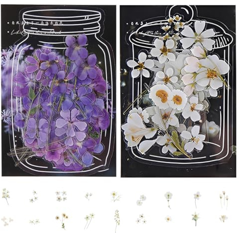 ZORVYN 80 pegatinas para scrapbooking, pegatinas de flores y plantas de PET para álbumes de recortes, álbumes de fotos, álbumes de recortes, portátiles y manualidades (2 estilos)