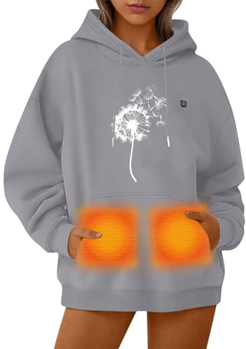 Generisch Felpa con cappuccio da uomo, bianca, riscaldata, unisex, con tecnologia di riscaldamento ricaricabile, morbida fodera in pile, per attività invernali all'aperto, 6-grigio., L