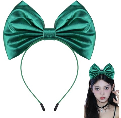 Serre-Tête Avec Nœud Vert Pour Femmes Filles Grand Nœud Pour Fête Cosplay Halloween Andeaux À Paillettes Pour Noel Cosplay Bandeaux Adultes Pour Femmes Nœud Papillon Pour Femme