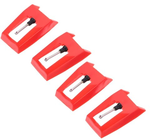 Milisten 4 Agujas de Repuesto para Tocadiscos Color Rojo Cápsula Fonocaptora de Plástico y Aluminio Compatible Fonógrafos y Discos de Vinilo Accesorio para Tocadiscos de Vinilo