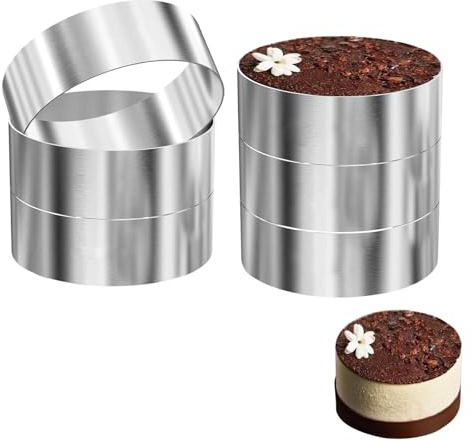 YuLiMirich Juego de 6 anillos para hamburguesas, 10 cm sin costuras, anillos de postre y anillos de postre, sin costuras, forma de mousse, acero inoxidable para hornear, postre, mousse