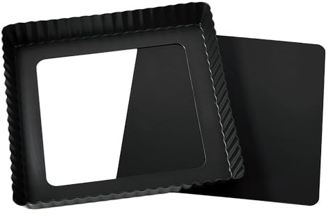 Ponixa Stampo per crostate di frutta con fondo rimovibile, antiaderente, in acciaio al carbonio, per crostate, torte, quiche, brownies (8 inch Square)