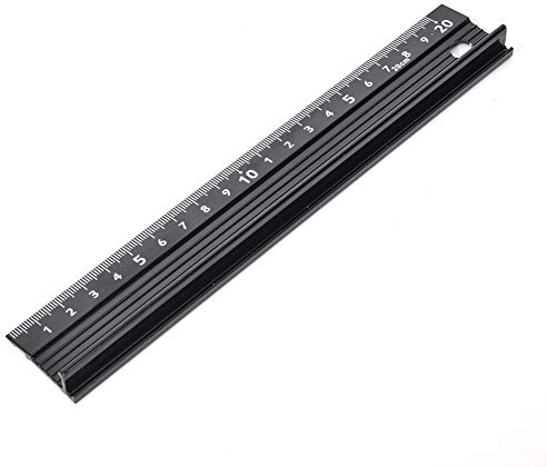 Asixxsix Kontorslinjal Skärlinjal Mätverktyg Aluminiumlegering för Längdmätning, Skadeförebyggande, Rak Linje, L-typ 45 Cm (#11)