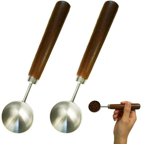 UYVPAER 2 Piezas Cuchara Medidora De Café Vintage De 1/16 Taza, 15 Ml, 15 Cc, Mango Largo De Madera De Nogal, Utensilio De Cocina De Acero Inoxidable 304