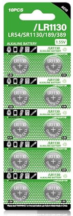 10 Stück LR1130 Alkaline Knopfbatterien 1,5 V Kapazität Ersatz AG10/LR54/189/389 für verschiedene elektronische Geräte Metallknopfzelle