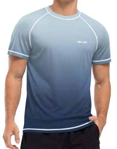 WELIGU Men's Rash Vest Rash Guard, UPF 50+ Short Sleeve UV Swim Top | Watersports, Quick Dry, Lightweight, Breathable, Moisture Wicking, 4-Way Stretch, Relaxed Fit, Graphic Print, Surfing, Beach