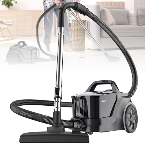 Basigelar Aspiradora sin bolsa 2000 W Potente, fuerte potencia de succión,Capacidad del depósito de polvo 3 litros, Radio de acción 5 m, Filtro higiénico para parquet, Alfombra