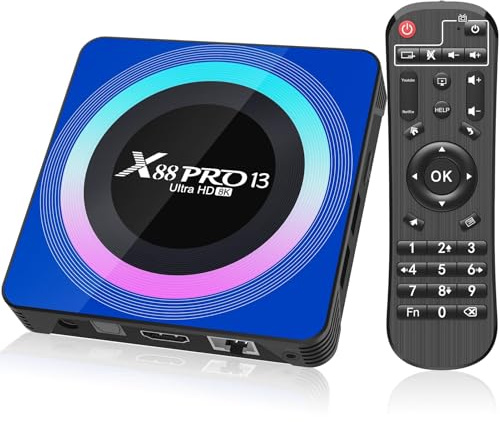 Android 13.0 TV Box, RK3528 Quad-Core avec 4 Go de RAM et 128 Go de ROM, 8K HD Smart TV Box Compatible avec WiFi Double Bande 2.4G/5G, BT 5.0 et H.265 pour Lecteur multimédia