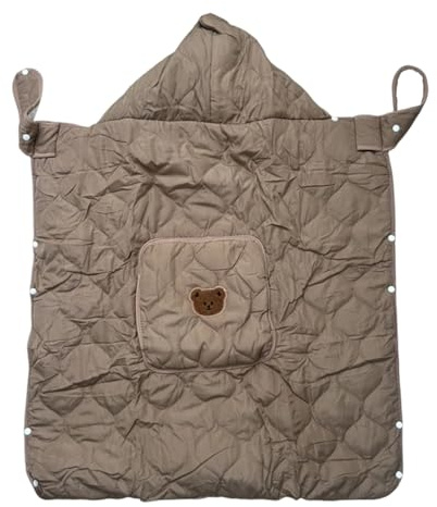Generic Babytrage-Abdeckung mit Kapuze, Weich, Winddicht, für Outdoor-Abenteuer für Neugeborene, Baumwolle (BROWN)