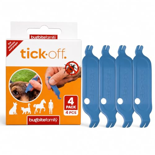 tick-off® | Patenterad fästingtänger människa | Fästingborttagare med 2 storlekar fästingkrokar och ergonomiskt handtag | dubbelsidig för hundar katter hästar | Kliniskt testad | familjeförpackning