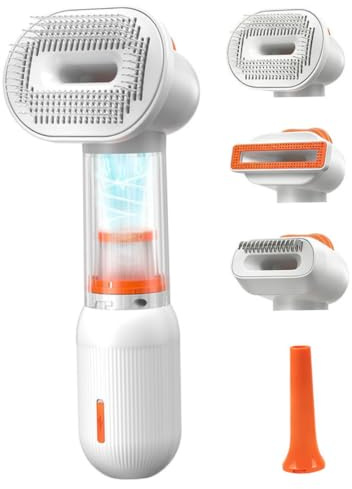 Takingup Aspirateur de toilettage pour Animaux de Compagnie, Brosse d'aspirateur pour Chien, 4 en 1, sans Fil, avec autonettoyant, Outil démêlage, pour Chiens et Chats à Poils Courts et