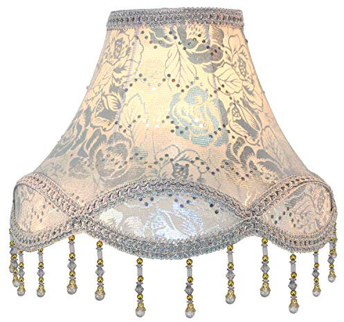 Eastlion 11.8 E27/E14 Abat-jour Lampe de Table Fait Main en Tissu,12x30x23cm Argent