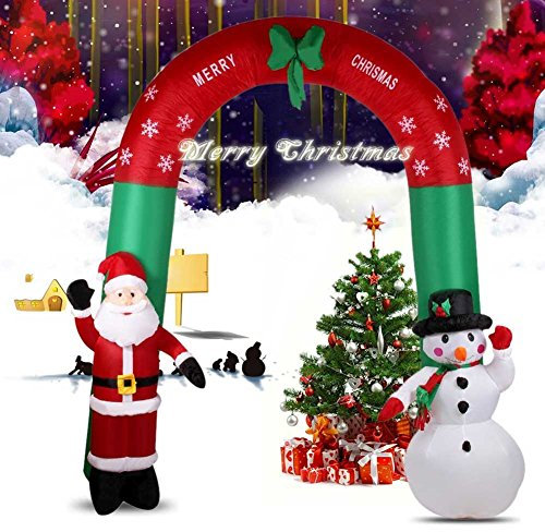 BAKAJI Gonfiabile Arco Natalizio con Babbo Natale E Pupazzo di Neve con Luci 240CM