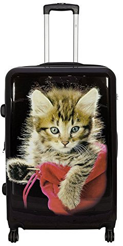 Bowatex Mittlerer Reisekoffer 80 Li hübsche Katze Tiermotiv Koffer 67 cm Schwarz