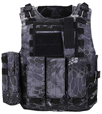 QHIU Taktische Weste Camo Molle Schutz Combat Military Weste für Softair Paintball CS SWAT Wargame Jagd Outdoor Sport