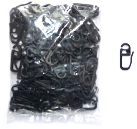 myraumdesign 100 Schwarze Gardinenhaken Faltenhaken für Metall Gardinenringe mit 2-4 mm Wandung - sehr stabile Ausführung