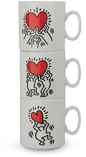 Egan Mug Collezione Keith Haring. Oggetto Realizzato in Porcellana di Colore Bianco e Rosso. Dimensione: 26X8,5X10 cm. La referenza è PKHSET/3