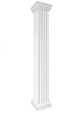 PRESTIGE DECOR Säulen und Halbsäulen eckig voll kanneliert in 3 Größen, Fassadenstuck außen (Kapitell - LC115-1 geschlossen) Fassade Verkleidung deko