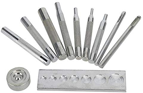 Leder Werkzeug Set, Druckknopf Nietsetzer mit Sockel und Metallgriff für Locher und Installation, DIY Handwerkzeug