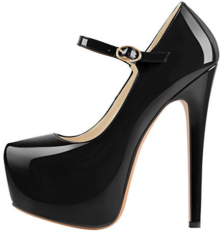 MissHeel Women's Mary Jane Stiletto Pumps Buckle Straps High Heels Closed Toe Ankle High Platform Dress Shoes