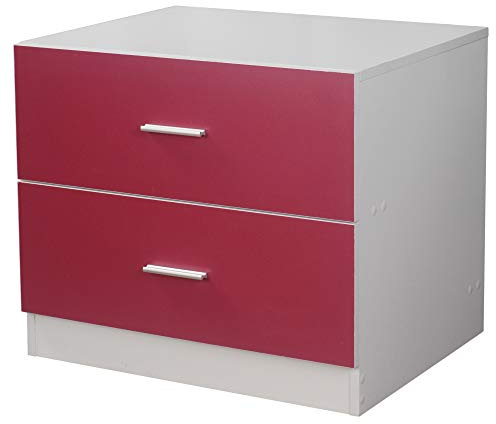 URBNLIVING Orlando Kommode mit 2 Schubladen, aus Holz, für Kinderzimmer, moderner Aufbewahrungsschrank, breit (Rosa)