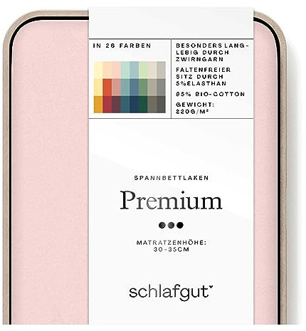 Schlafgut Premium Spannbettlaken 140x200cm bis 160x220cm Petrol Light, Spannbetttuch aus weicher Biobaumwolle