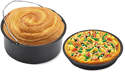 Moule à Gateau Rond, 8in Ustensiles Cuisson Plat à Gâteau, Friteuse Seau à Gâteau et Plateau à Pizza, Moules Cuisson Ménagers à Gâteau pour Toutes Sortes Friteuses électriques et Cuiseurs