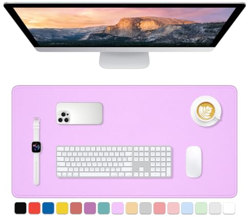 Dapesuom Großes Gaming-Mauspad, erweitertes Schreibtischmatte mit genähten Kanten, wasserabweisendes Tastaturpad mit Rutschfester Unterseite, großes XXL-Mauspad für Gamer, 80 x 40 cm, Violett