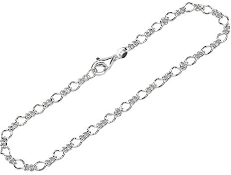NKlaus Armband für Damen 925 Sterling Silber, 19cm Figaro rund, 1 Stück