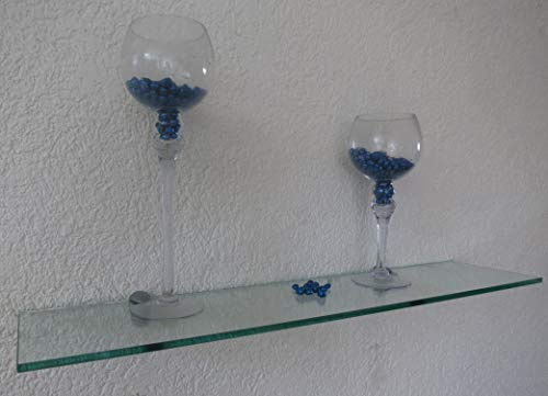Dekoleidenschaft Wandregal aus 10mm Glas, klar, Verschiedene Formen und Größen, Glasregal, Glasboden, Glasablage, Badregal, Eckregal Bad Ablage Regal (Wandclips Maxi Silber, 120x20 cm)