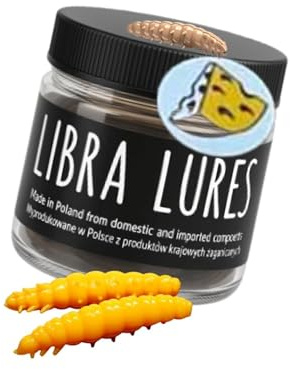 Libra Lures Larva 45mm | Forellenköder Supersoft | Inhalt: 8 Stück | Aroma: Käse | Farbe: 008 / Dark Yellow