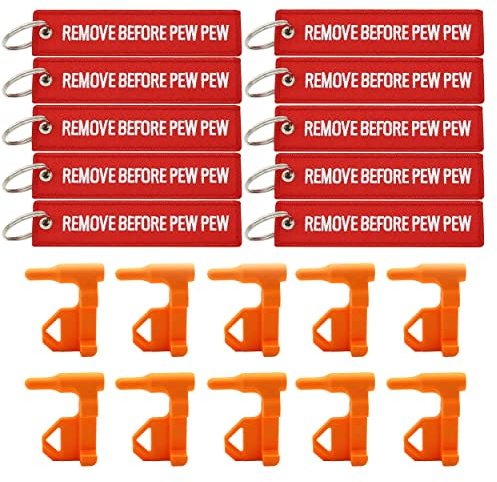 Ficero Kammersicherheitsfahne für Gewehr Handfeuerwaffen Schrotflintenpistole, 10 Kammer-Sicherheitsfahnen mit 10 leuchtend roten Tags, Remove Before Pew Pew