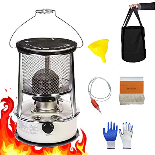 Suwooy Petroleumofen Heizung, Outdoor Camping Wandern Petroleumkocher Brenner, Innen Mobil Ohne Strom Heizung Petroleumheizung, Einstellbare Feuer Petroleum Ofen Heizung, 6l,White-32.5×32.5×47cm