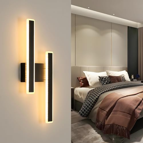 Comely Moderne LED Wandleuchten Innen, 32W Lange Wandleuchte Schwarz 3000K | Geometrisches Design Wandleuchten für Schlafzimmer Wohnzimmer Hintergrund Dekoration Büro Korridor Treppen
